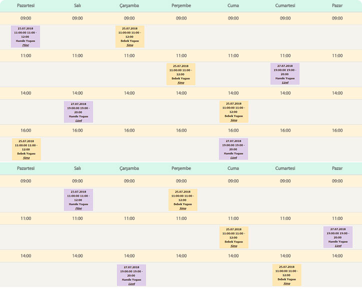 Haftalık Program